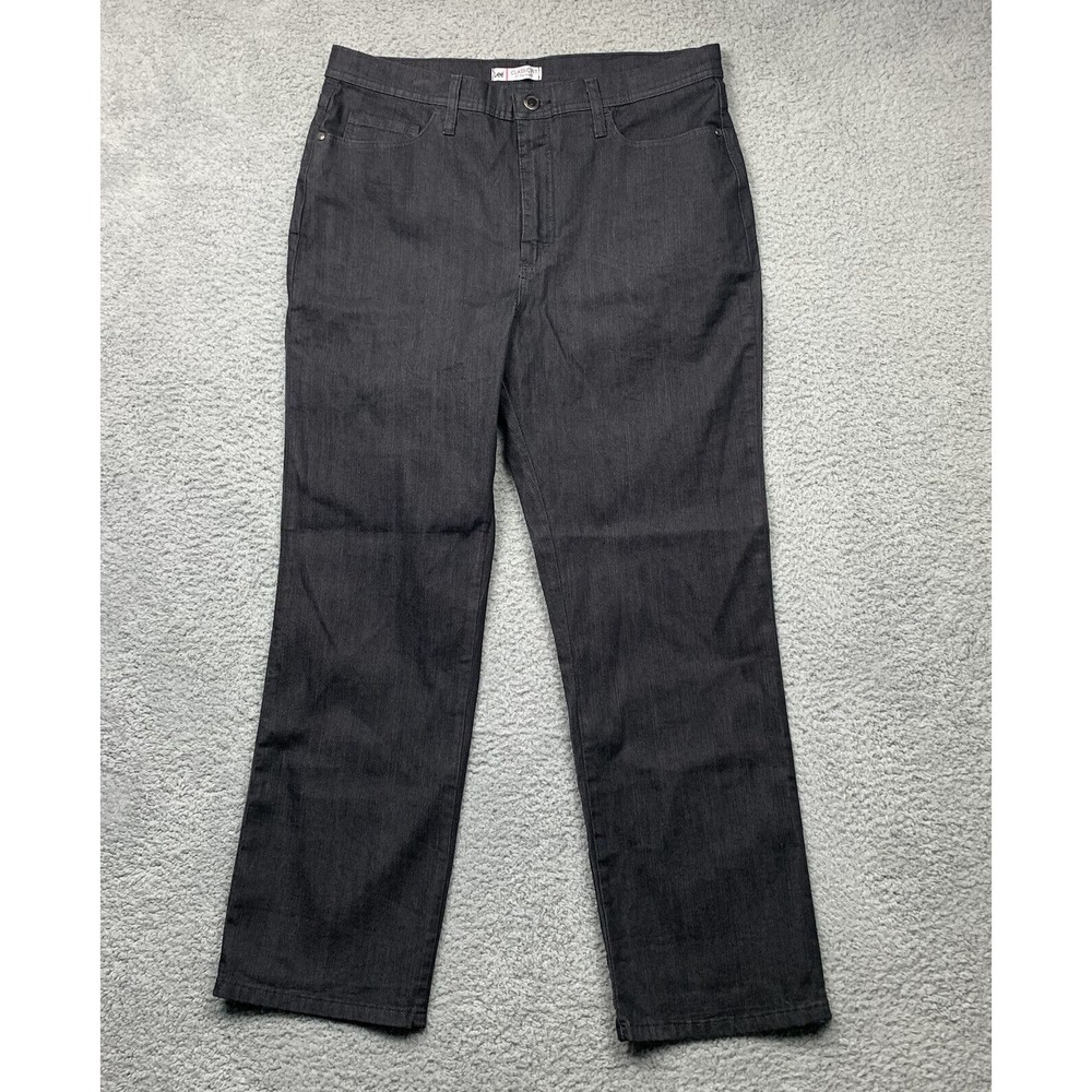 Lee Jeans Womens 18 Short Black/Gray Classic Fit at Waist Straight Stretch